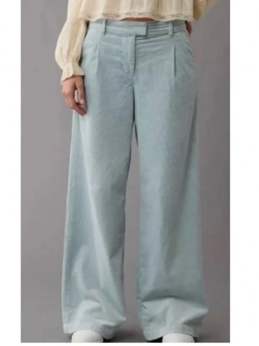 AE Stretch Corduroy High-Waisted Wide-Leg Trouser - Light Blue